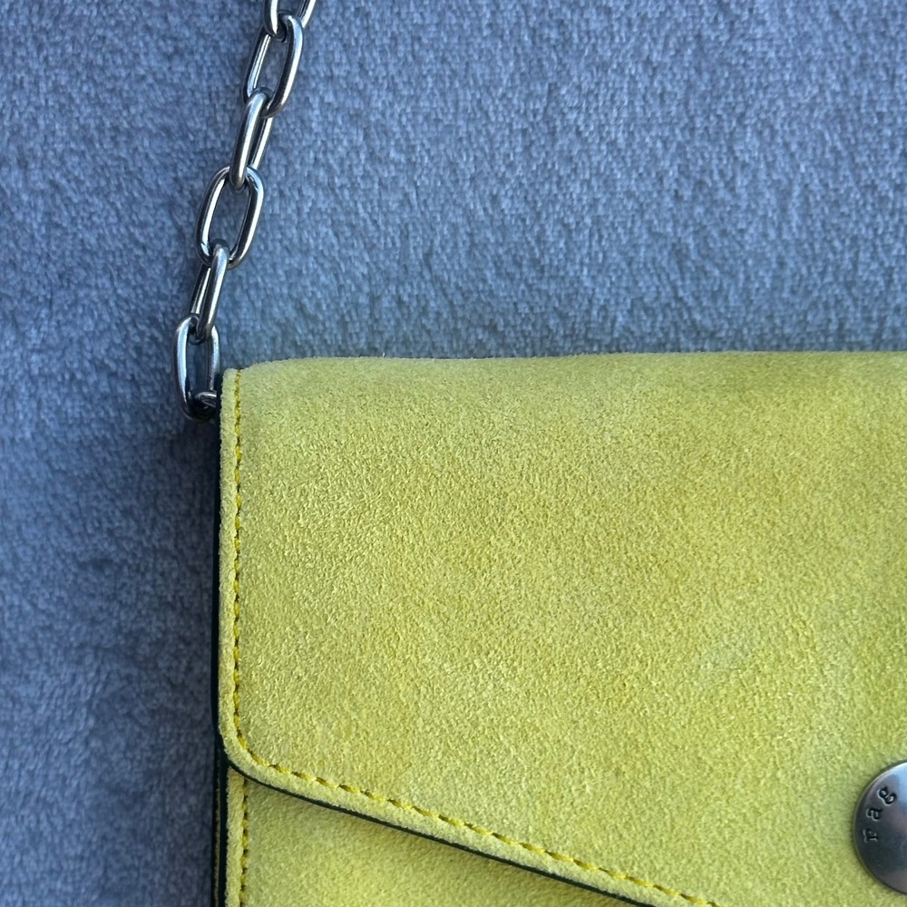 Rag & Bone Highlighter Yellow Atlas Crossbody Leather Bag Wallet Chain Strap 8" - Picture 10 of 16